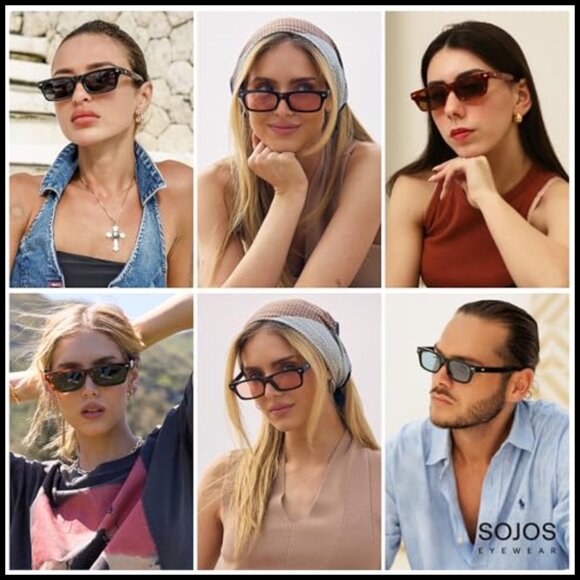 Polarized Rectangle Sunglasses with UV400 Lenses, Plastic Frame